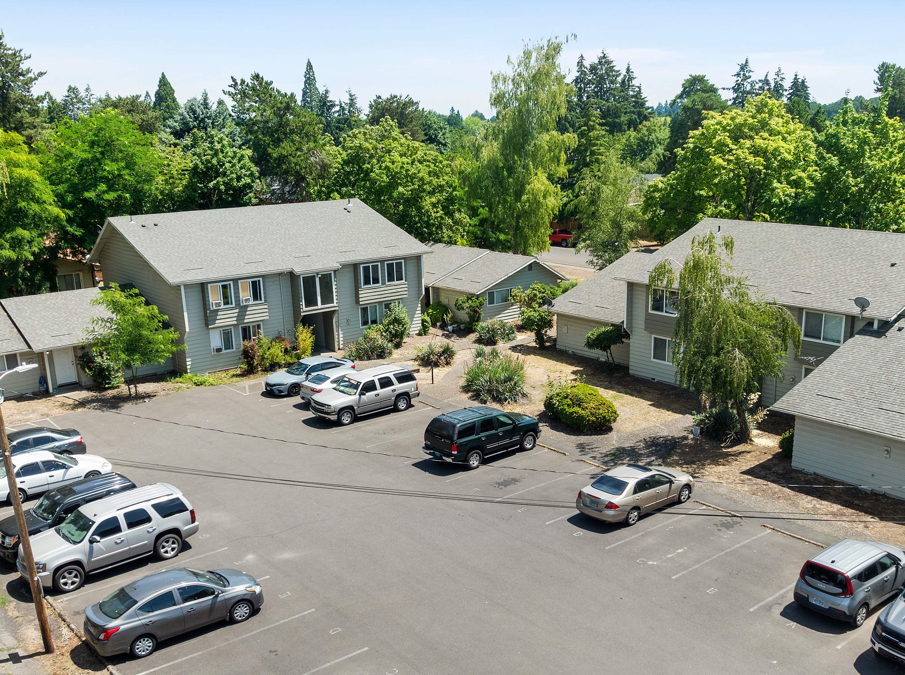 Aerial view of the apartment community